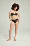 The Sheer Deco High Leg Brief Black