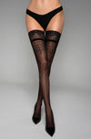 Black Secret BS144 Lace Top Stockings with Lurex – Intricate Thigh & Back Pattern