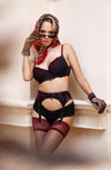 Black Secret BS149 Stockings Black Bordeaux Sheer Hold Ups