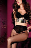 Black Secret BS169 Open Crotch Tights Black Red Seam Elegance Red Passion Collection
