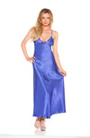 Shirley of Hollywood 20300 Blue Long Gown Elegant Lace and Charmeuse Lingerie