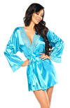 Beauty Night BN6671 Sherie Turquoise Satin Peignoir with Matching Thong – Luxury Lingerie