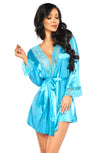 Beauty Night BN6671 Sherie Turquoise Satin Peignoir with Matching Thong – Luxury Lingerie