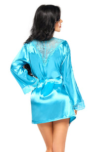 Beauty Night BN6671 Sherie Turquoise Satin Peignoir with Matching Thong – Luxury Lingerie