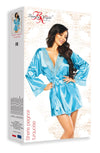 Beauty Night BN6671 Sherie Turquoise Satin Peignoir with Matching Thong – Luxury Lingerie