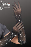 YesX YX861 Sparkly Black Fishnet Gloves – Rhinestone Embellished Glamour