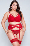 YesX Red Bondage Garter Bra Set – Plus Size Lingerie Up to 2XL | YX870Q