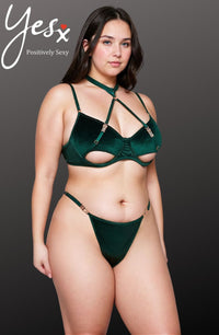 Velvet feel lingerie set with gold hardware – Wonderland Lingerie UK