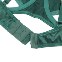 YesX YX873 Green Velvet Halter Bra & Thong Set – Seductive Cut-Out Lingerie with Gold Hardware