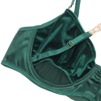 YesX YX873 Green Velvet Halter Bra & Thong Set – Seductive Cut-Out Lingerie with Gold Hardware