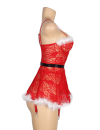 YesX YX875 Christmas Sexy Floral Red Babydoll