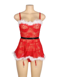 YesX YX875 Christmas Sexy Floral Red Babydoll