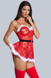 YesX YX875 Christmas Sexy Floral Red Babydoll