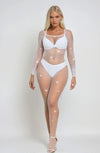 YesX YX885 Fishnet Sparkly Bodystocking White Diamante Sheer Lingerie