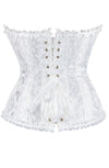 YesX YX887 Elegant White Brocade Corset with Satin Trim Up to 2XL