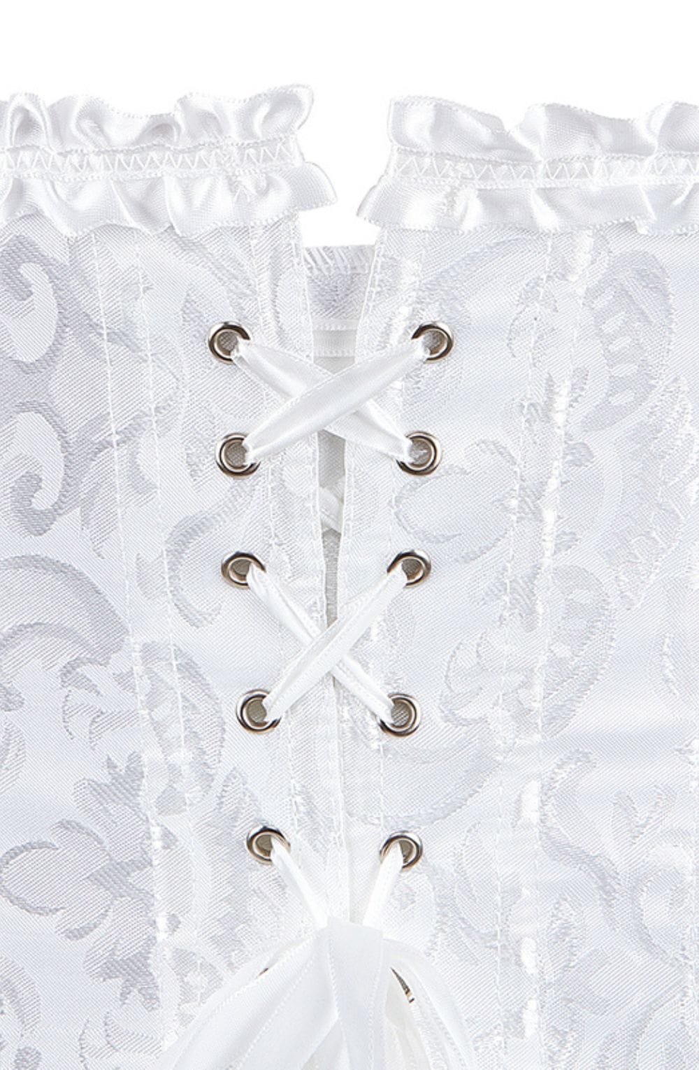 YesX YX887 Elegant White Brocade Corset with Satin Trim Up to 2XL