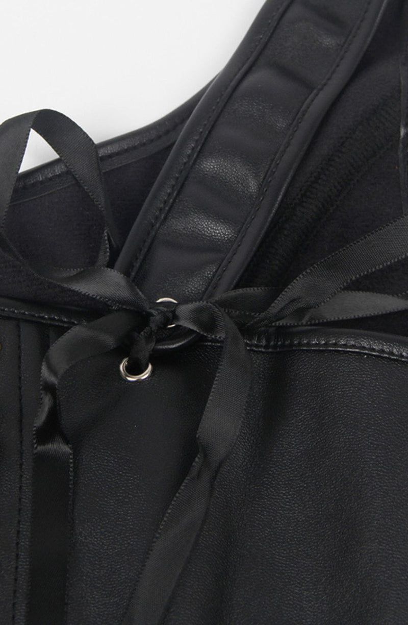 YesX YX889 Sexy Leather Look Corset Inspired Crop Top Black Up to 6XL