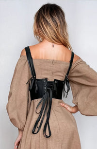 YesX YX889 Sexy Leather Look Corset Inspired Crop Top Black Up to 6XL