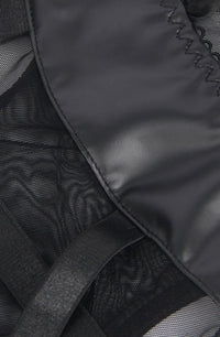 YesX YX890 Black Faux Leather Look and Mesh Bodysuit