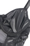 YesX YX890 Black Faux Leather Look and Mesh Bodysuit