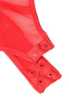 YesX YX891 Red Faux Leather Look and Mesh Bodysuit