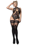 Ballerina 593 Plus Size Black Hold Ups – Elegant Lace Top Stockings