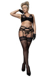 Ballerina 594 Black Plus Size Hold Ups – Elegant Lace Top Stockings for Curvy Women