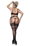 Ballerina 594 Black Plus Size Hold Ups – Elegant Lace Top Stockings for Curvy Women