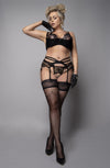 Ballerina 594 Black Plus Size Hold Ups – Elegant Lace Top Stockings for Curvy Women