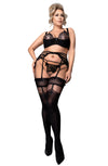 Ballerina 595 Plus Size Black Hold Ups – Faux Suspender Stockings for Curvy Women