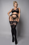 Ballerina 595 Plus Size Black Hold Ups – Faux Suspender Stockings for Curvy Women