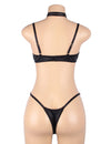 YesX YX871 Hollow Cut Halter Bra & Thong Set – Black Lingerie with Gold Accents | Wonderland Lingerie UK