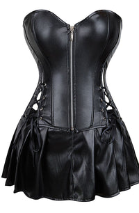 YesX YX897 Faux Leather Corset and Skirt